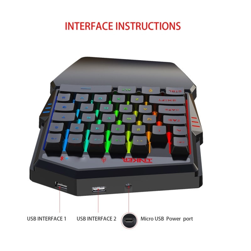 3. Combo Gaming HXSJ K99 – Teclado de Una Mano + Ratón con Bluetooth 4.2