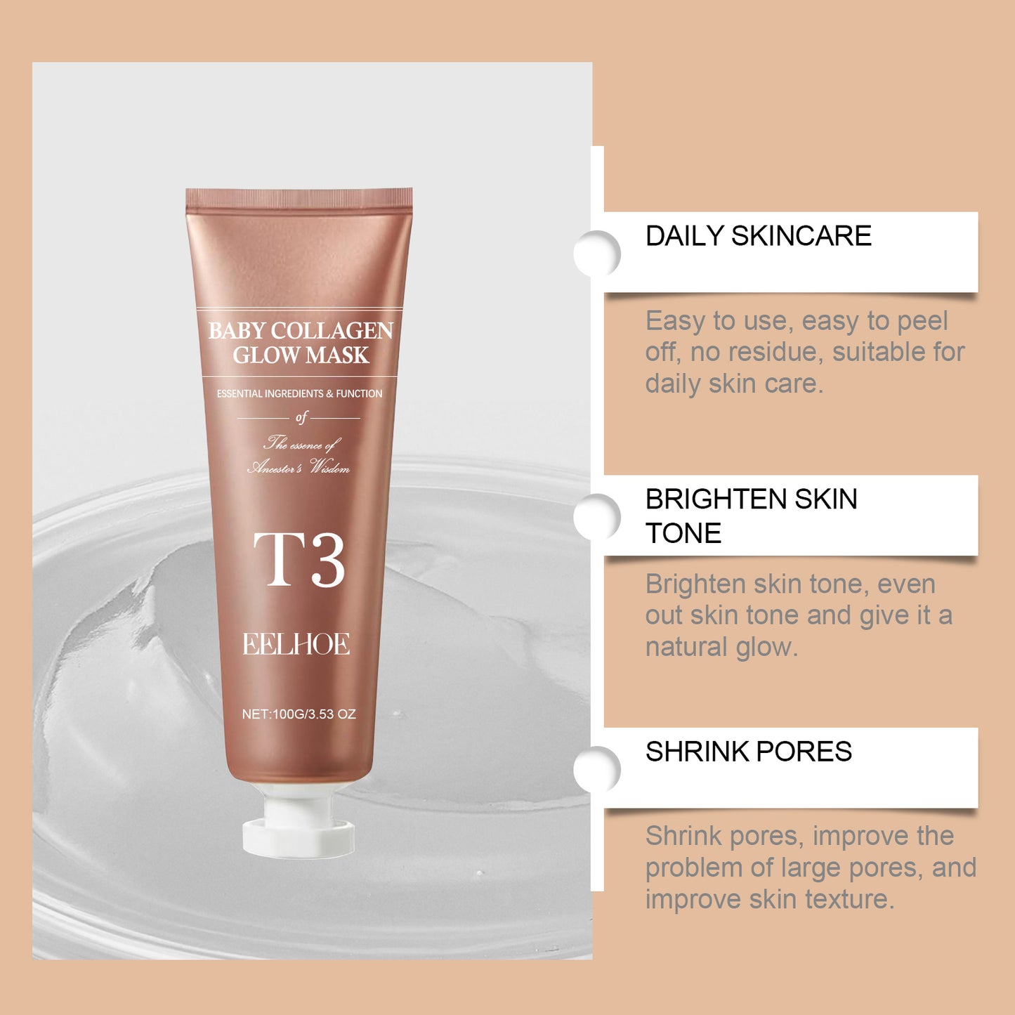 Mascarilla Exfoliante De Colágeno Mascarilla Hidratante, Hidratante, Antiarrugas E Iluminadora