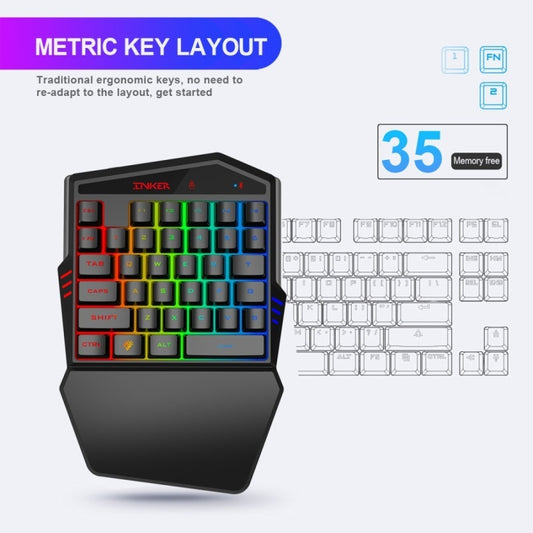 3.	Combo Gaming HXSJ K99 – Teclado de Una Mano + Ratón con Bluetooth 4.2