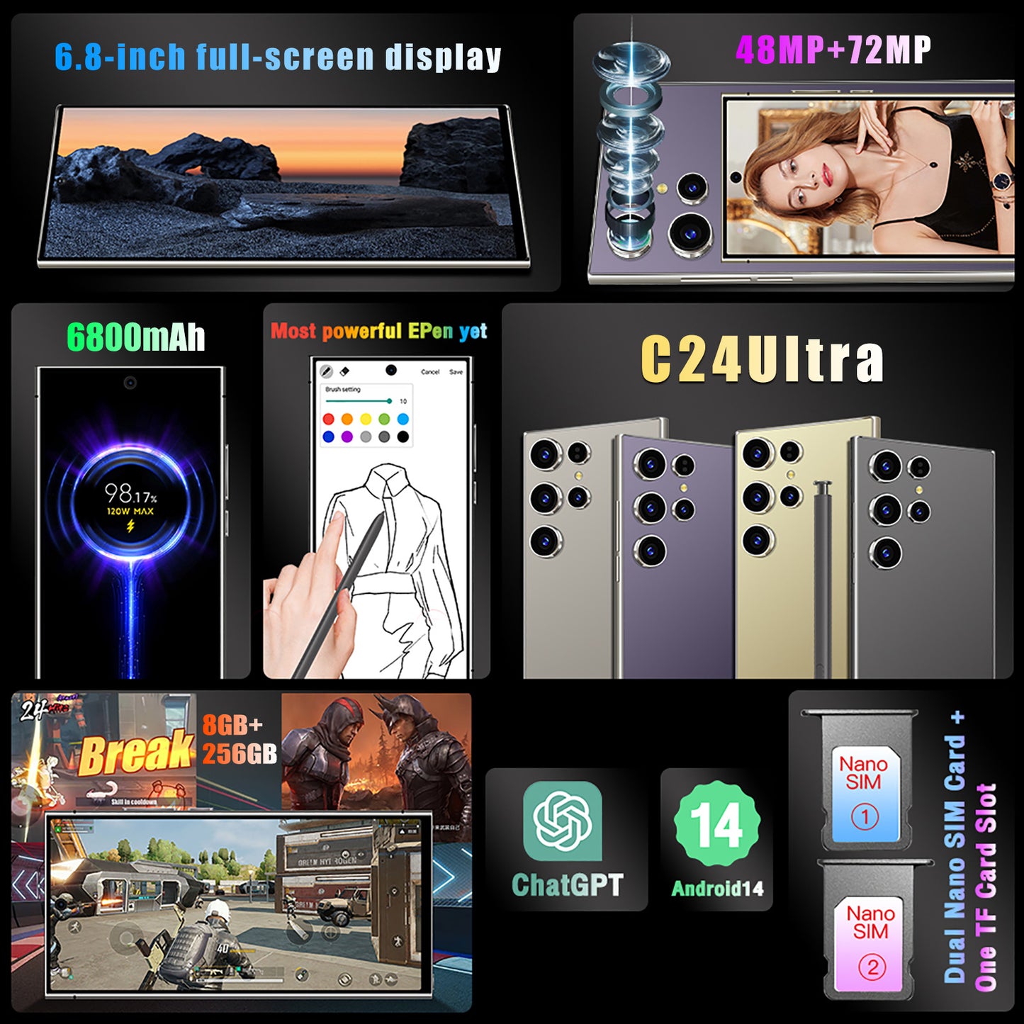 📱 S24 Ultra 5G – Smartphone Desbloqueado con Lápiz Táctil Incluido
✨ Pantalla impresionante y rendimiento ultra rápido
✨ Con conectividad 5G para máxima velocidad
✨ Lápiz táctil para mayor comodidad y precisión
✨ Desbloqueado, listo para cualquier operad