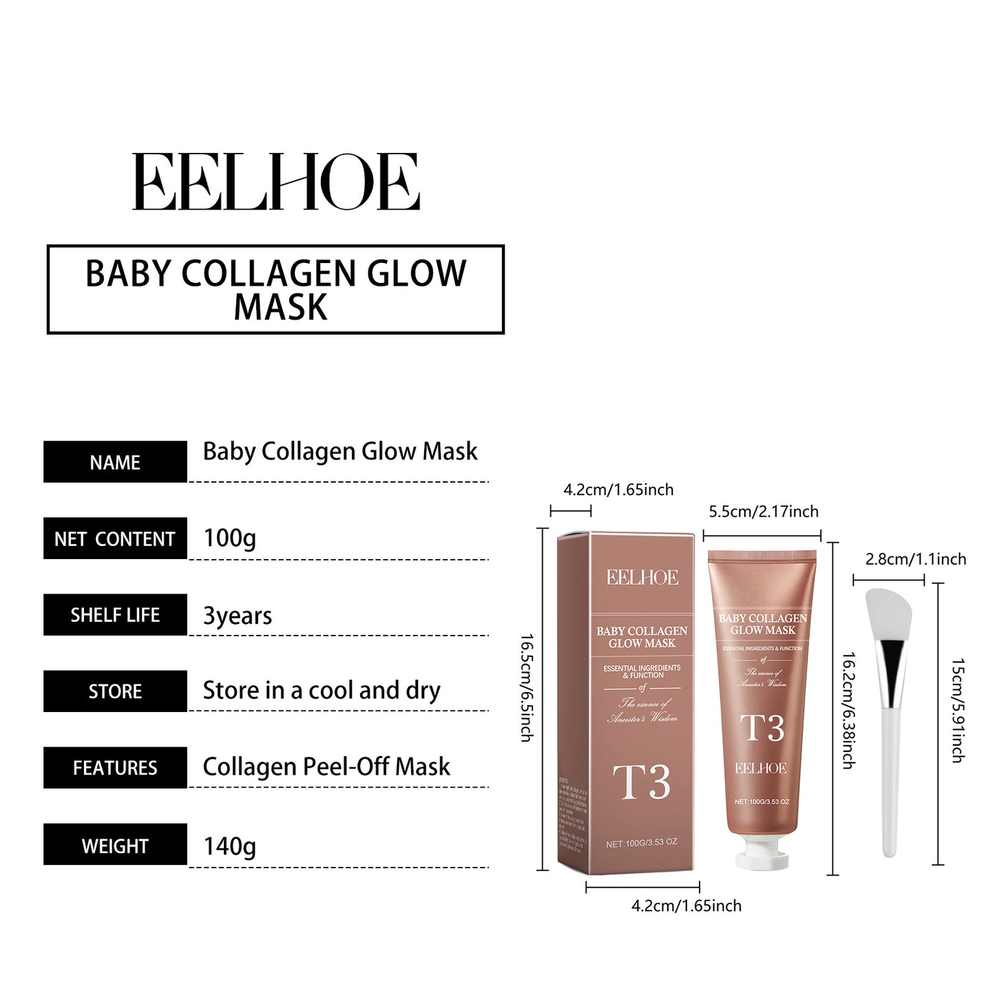 Mascarilla Exfoliante De Colágeno Mascarilla Hidratante, Hidratante, Antiarrugas E Iluminadora