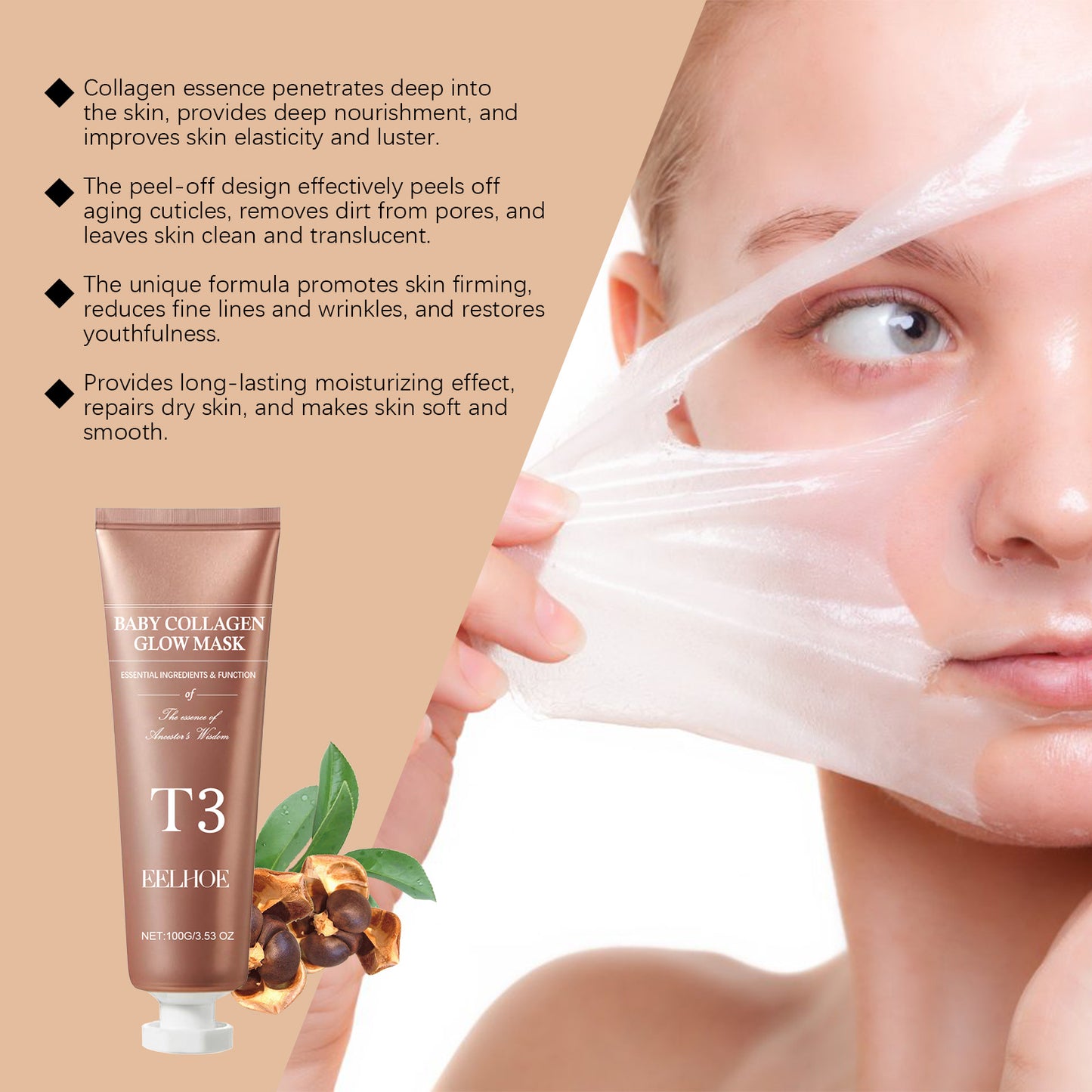 Mascarilla Exfoliante De Colágeno Mascarilla Hidratante, Hidratante, Antiarrugas E Iluminadora